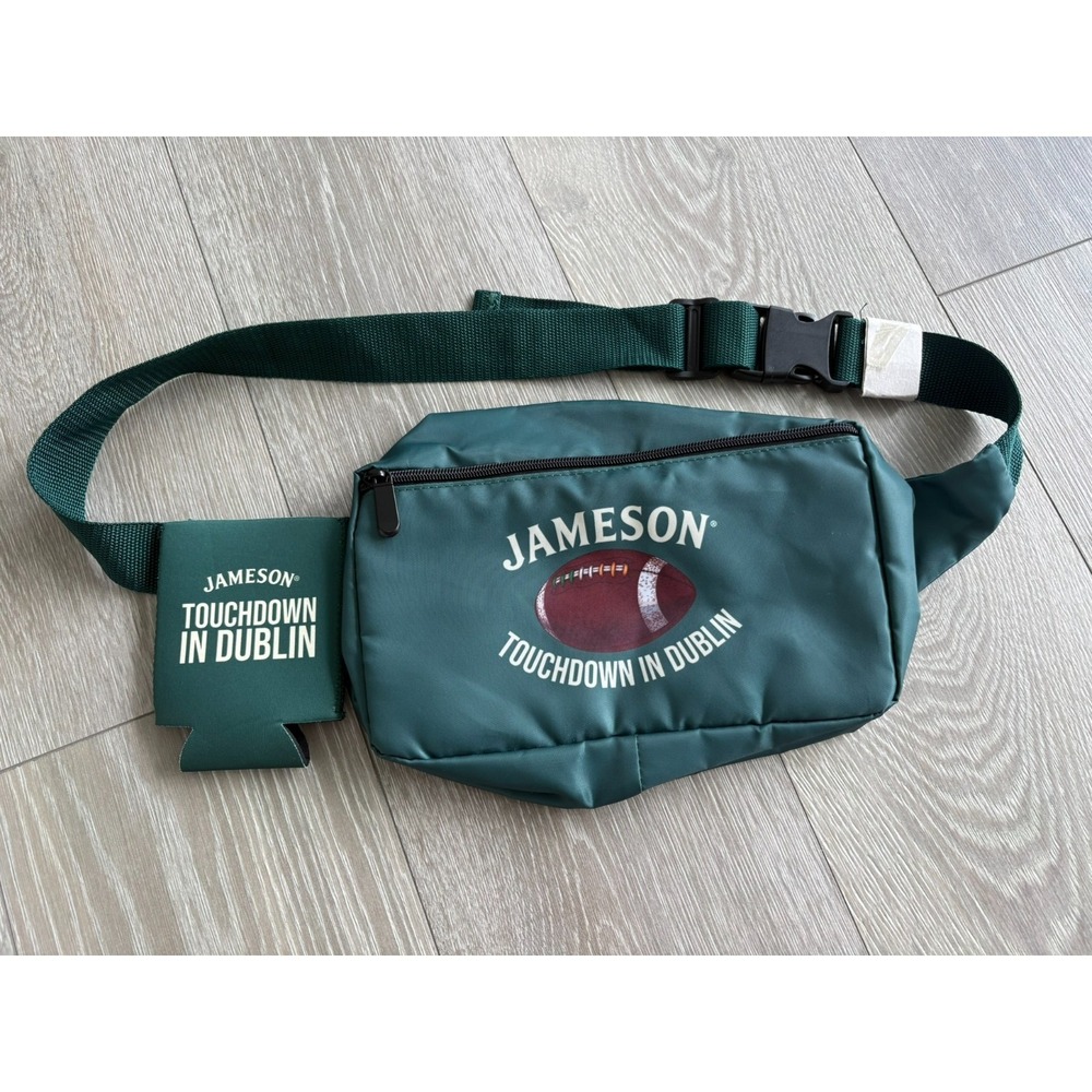 NWT Jameson Irish Whiskey Touchdown In Dublin Green Fanny Pack Belt Bag w koozie